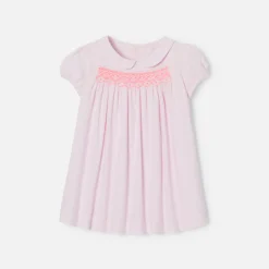 Jacadi Dresses|Baby girl dress with balloon sleeves Jacadi Powder Pink