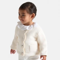 Jacadi Cardigans, Sweaters And Sweatshirts|Baby girl fleece cardigan Jacadi soft white