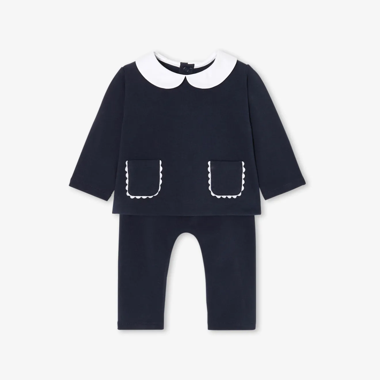 Jacadi Bloomers, Overalls And Sets|Baby girl fleece comfort set Light navy