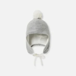 Jacadi Beanies, Scarves And Gloves|Accessories|Baby girl hat with pompom Jacadi light Heather Grey
