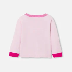 Jacadi Cardigans, Sweaters And Sweatshirts|Baby girl intarsia flower sweater Jacadi Powder Pink