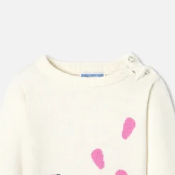 Jacadi Cardigans, Sweaters And Sweatshirts|Baby girl intarsia flower sweater Soft White/Multicolour