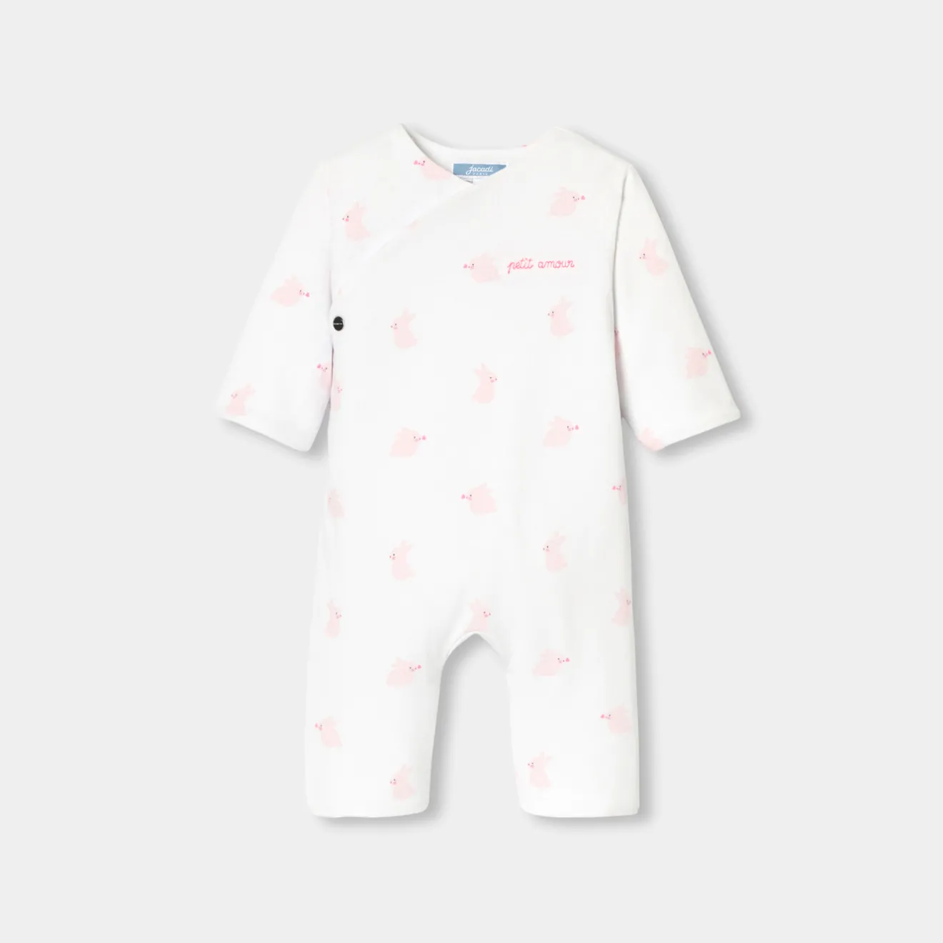 Jacadi Bloomers, Overalls And Sets|Baby girl jersey jumpsuit White/Pink
