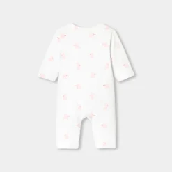 Jacadi Bloomers, Overalls And Sets|Baby girl jersey jumpsuit White/Pink