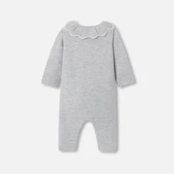 Jacadi Bloomers, Overalls And Sets|Baby girl jumpsuit in garter stitch Jacadi light Heather Grey