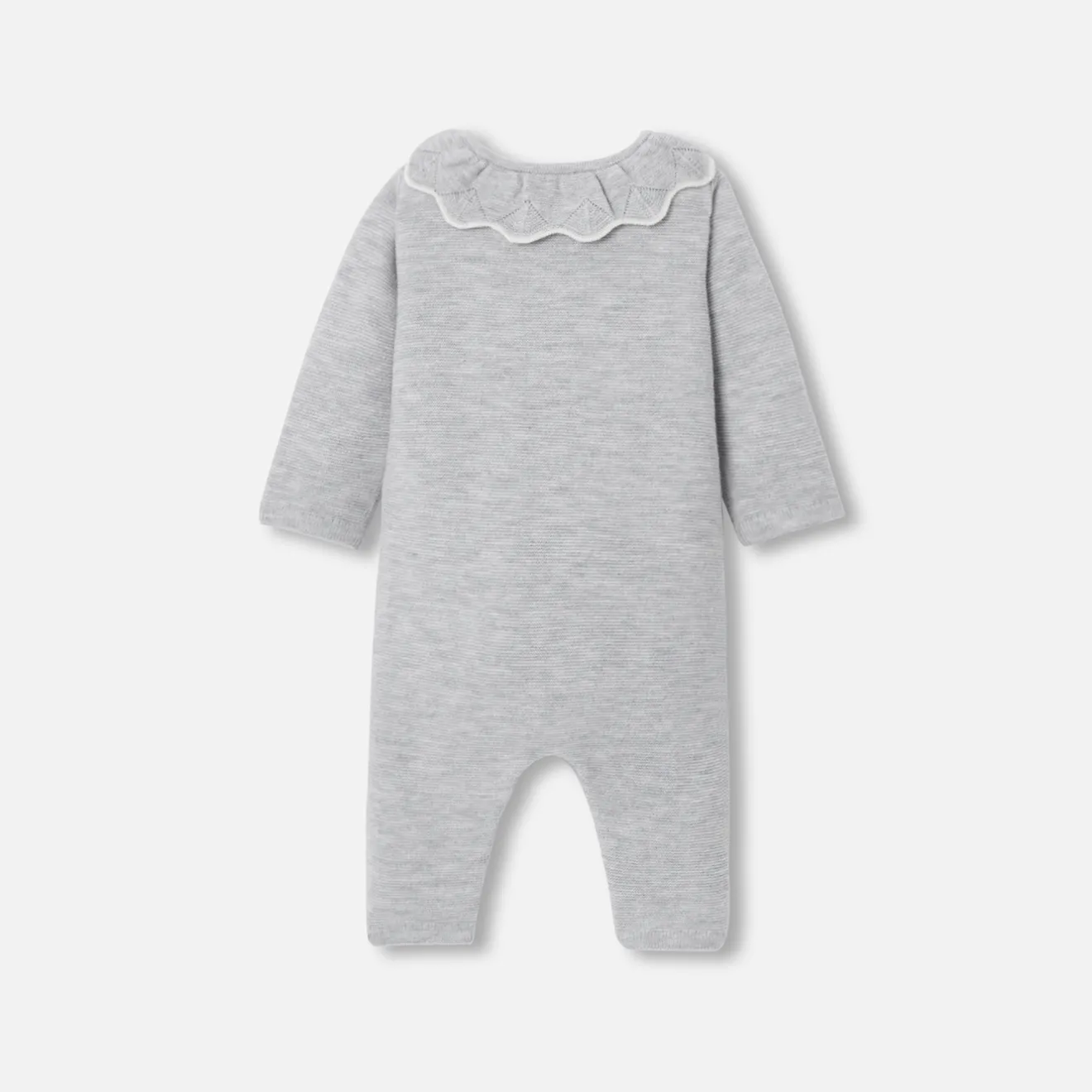 Jacadi Bloomers, Overalls And Sets|Baby girl jumpsuit in garter stitch Jacadi light Heather Grey