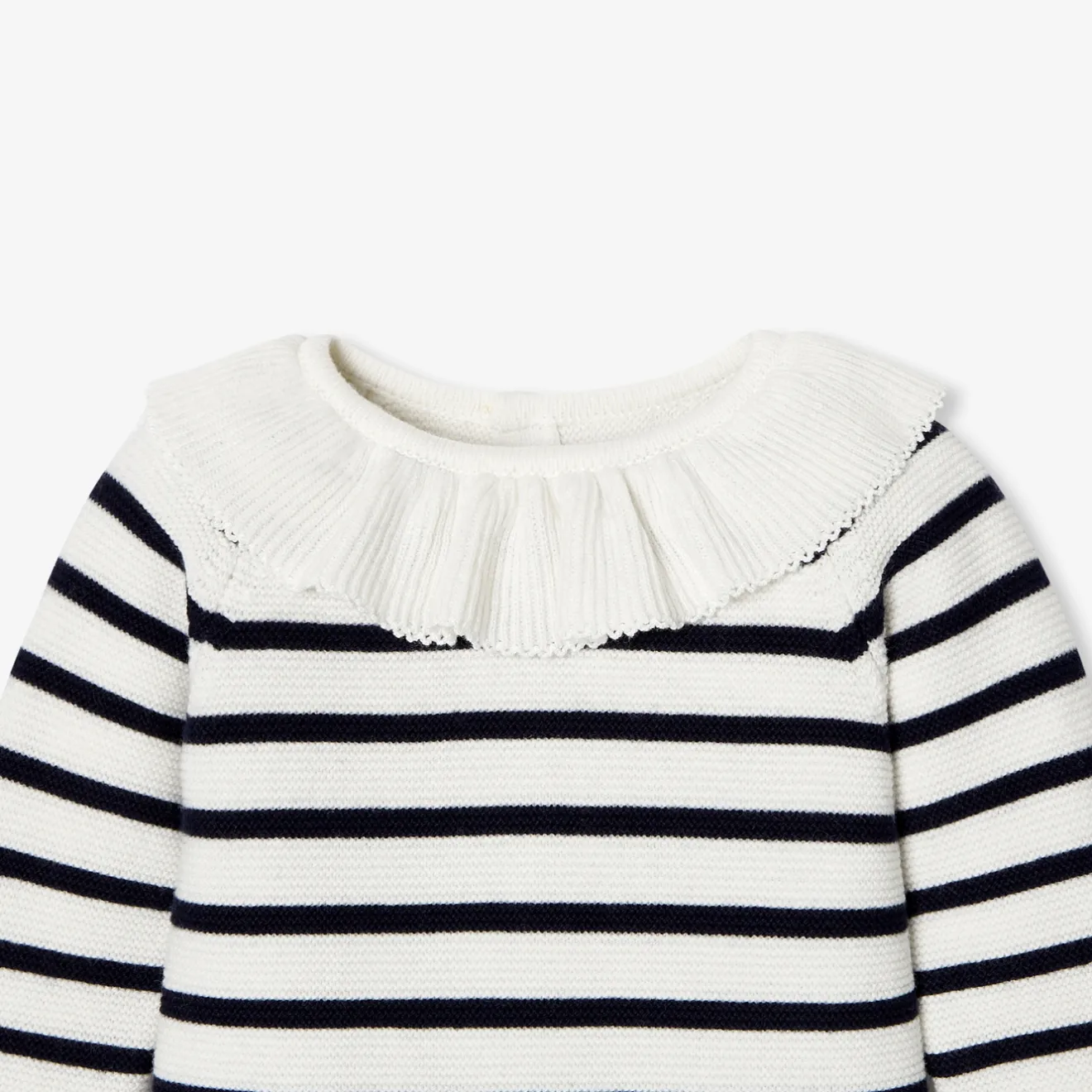 Jacadi Bloomers, Overalls And Sets|Baby girl jumpsuit in garter stitch Navy/White
