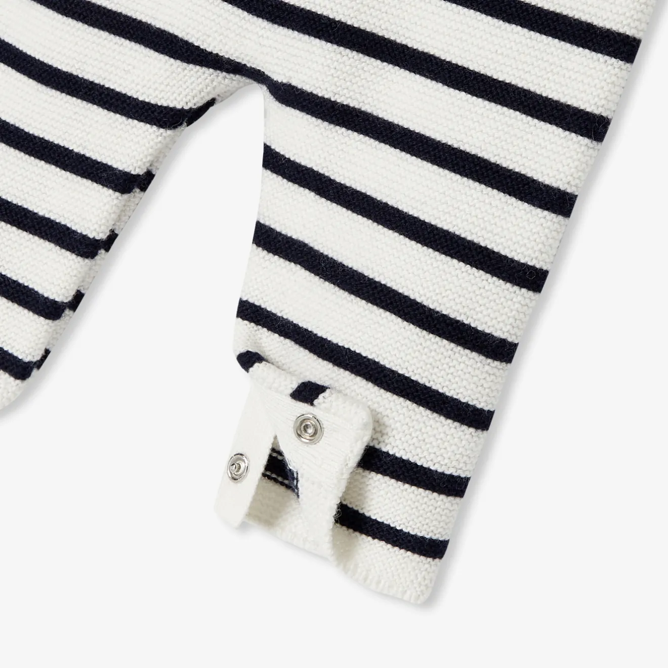 Jacadi Bloomers, Overalls And Sets|Baby girl jumpsuit in garter stitch Navy/White