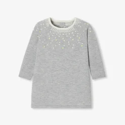 Jacadi Dresses|Baby girl knitted dress Jacadi light Heather Grey