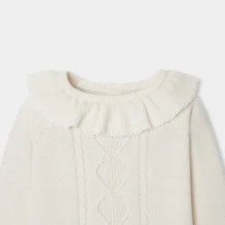 Jacadi Dresses|Baby girl knitted dress Soft White/Multicolour