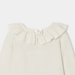 Jacadi Dresses|Baby girl knitted dress Soft White/Multicolour