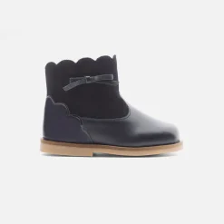 Jacadi Ankle & Lined Boots|Baby girl leather boots Jacadi Navy