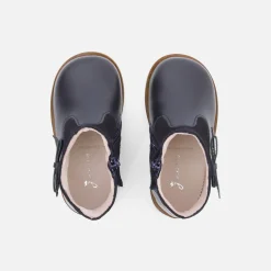 Jacadi Ankle & Lined Boots|Baby girl leather boots Jacadi Navy