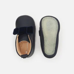 Jacadi Slippers|Soft Leather Slippers|Baby girl leather slippers Jacadi Navy