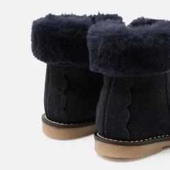 Jacadi Ankle & Lined Boots|Baby girl lined boots Jacadi Navy