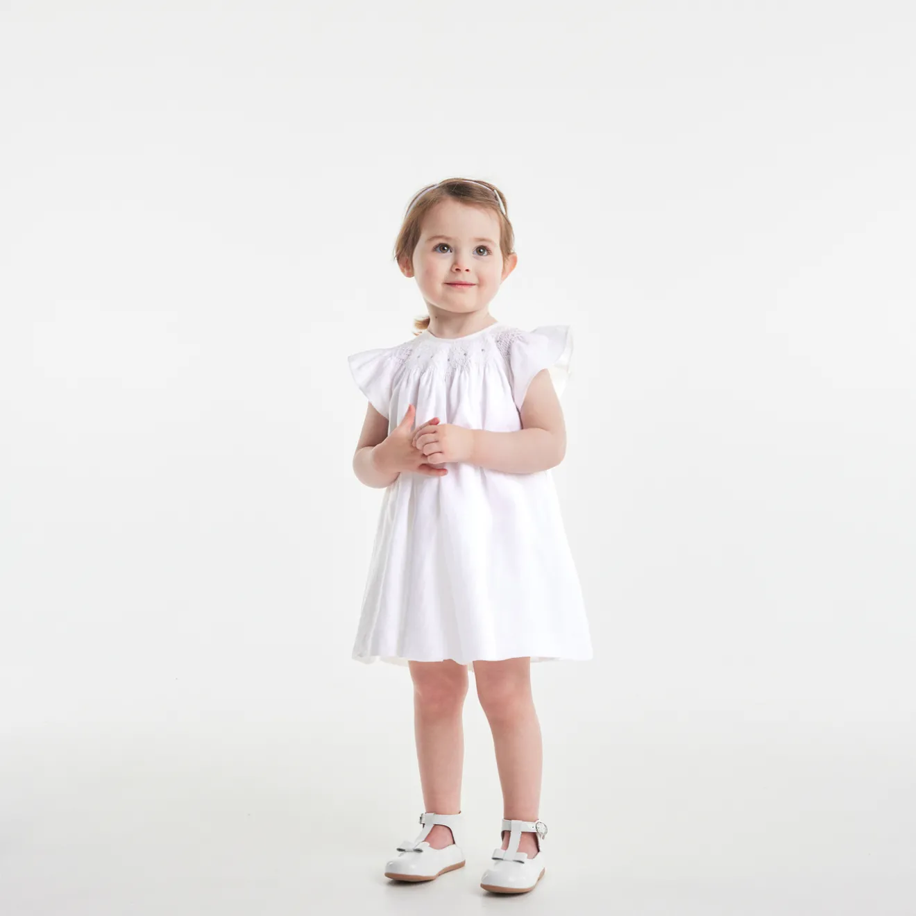 Jacadi Dresses|Baby girl linen ceremony dress Jacadi White