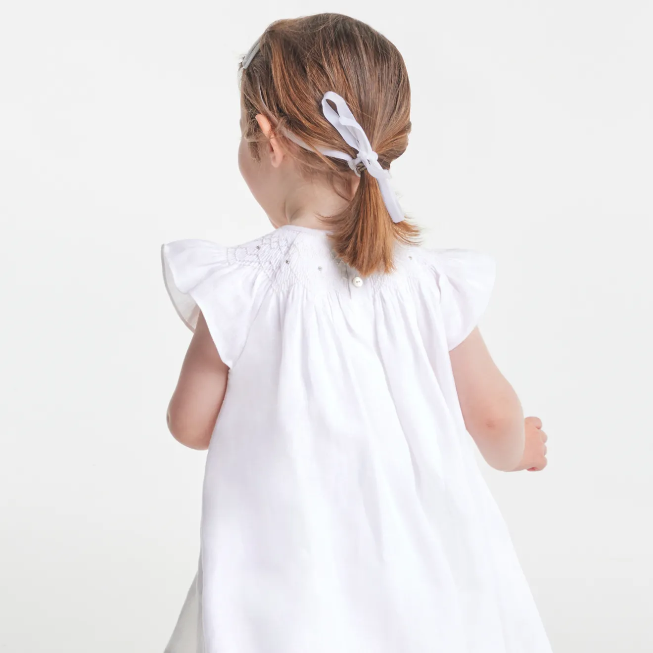 Jacadi Dresses|Baby girl linen ceremony dress Jacadi White
