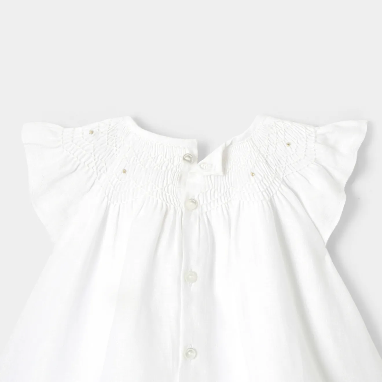 Jacadi Dresses|Baby girl linen ceremony dress Jacadi White