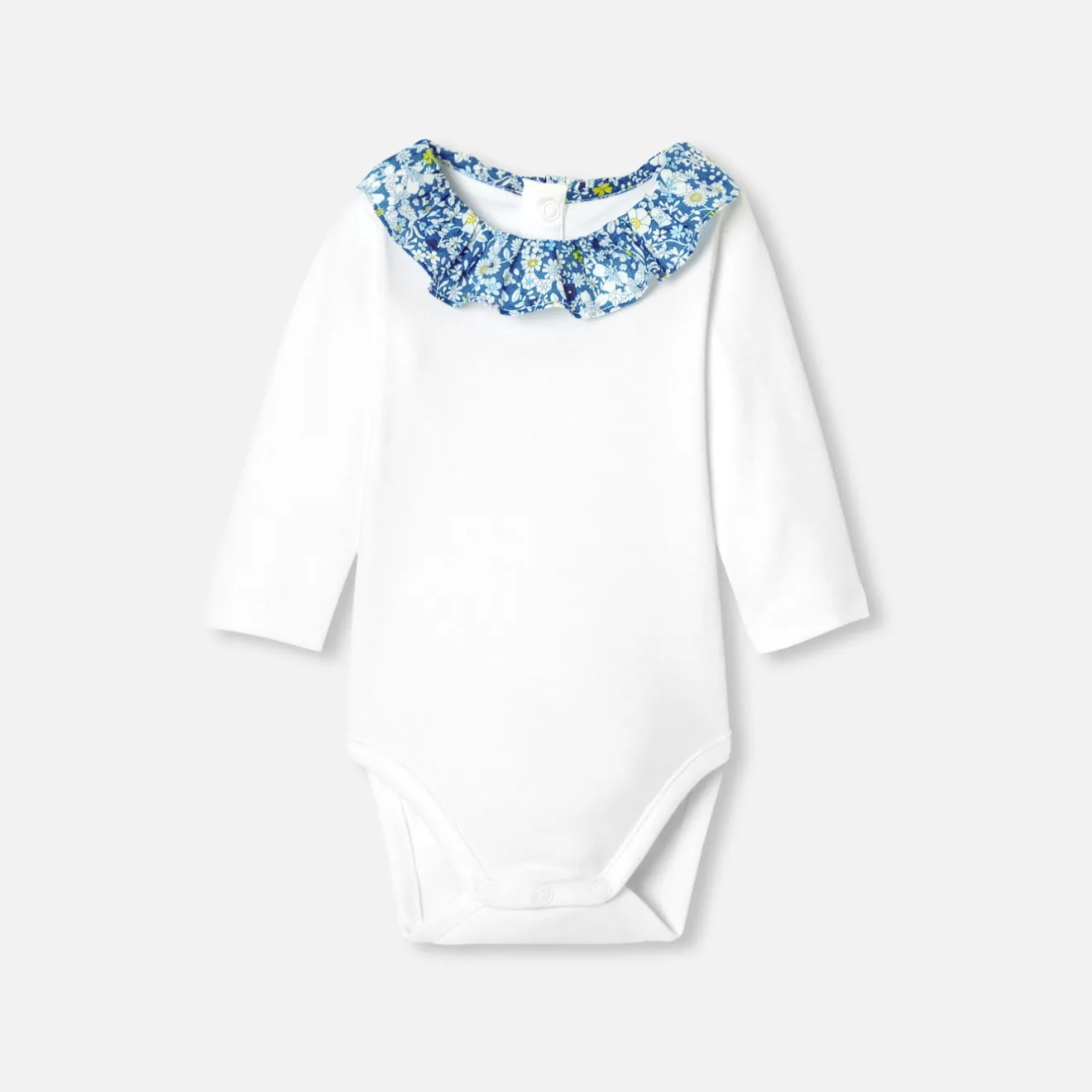 Jacadi Bodysuits|Baby girl long-sleeved bodysuit White/Blue