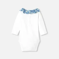 Jacadi Bodysuits|Baby girl long-sleeved bodysuit White/Blue