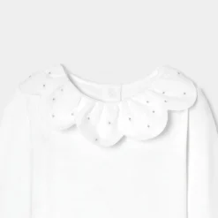 Jacadi Bodysuits|Baby girl long-sleeved bodysuit Jacadi White
