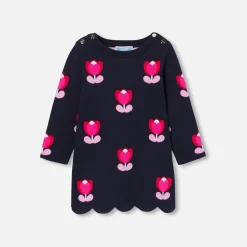 Jacadi Dresses|Baby girl long sleeves dress Jacadi Navy