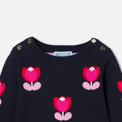Jacadi Dresses|Baby girl long sleeves dress Jacadi Navy
