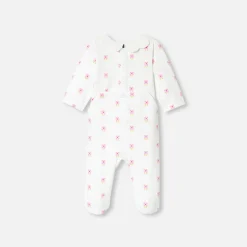 Jacadi Pajamas|Baby girl pajamas in fleece White/Multicolour