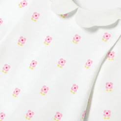 Jacadi Pajamas|Baby girl pajamas in fleece White/Multicolour