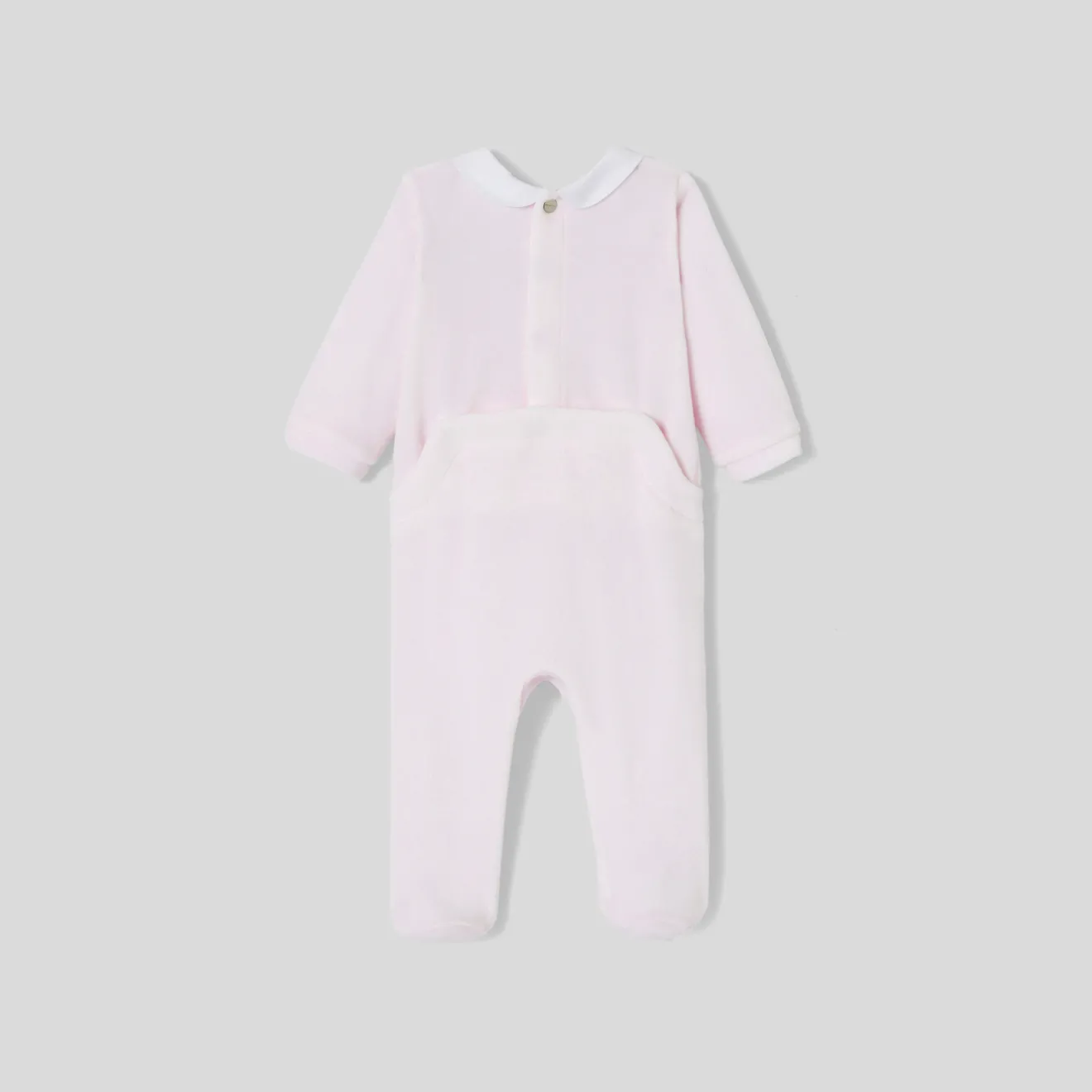 Jacadi Pajamas|Baby girl pajamas in velvet bouclette Jacadi pale Pink