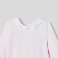 Jacadi Pajamas|Baby girl pajamas in velvet bouclette Jacadi pale Pink