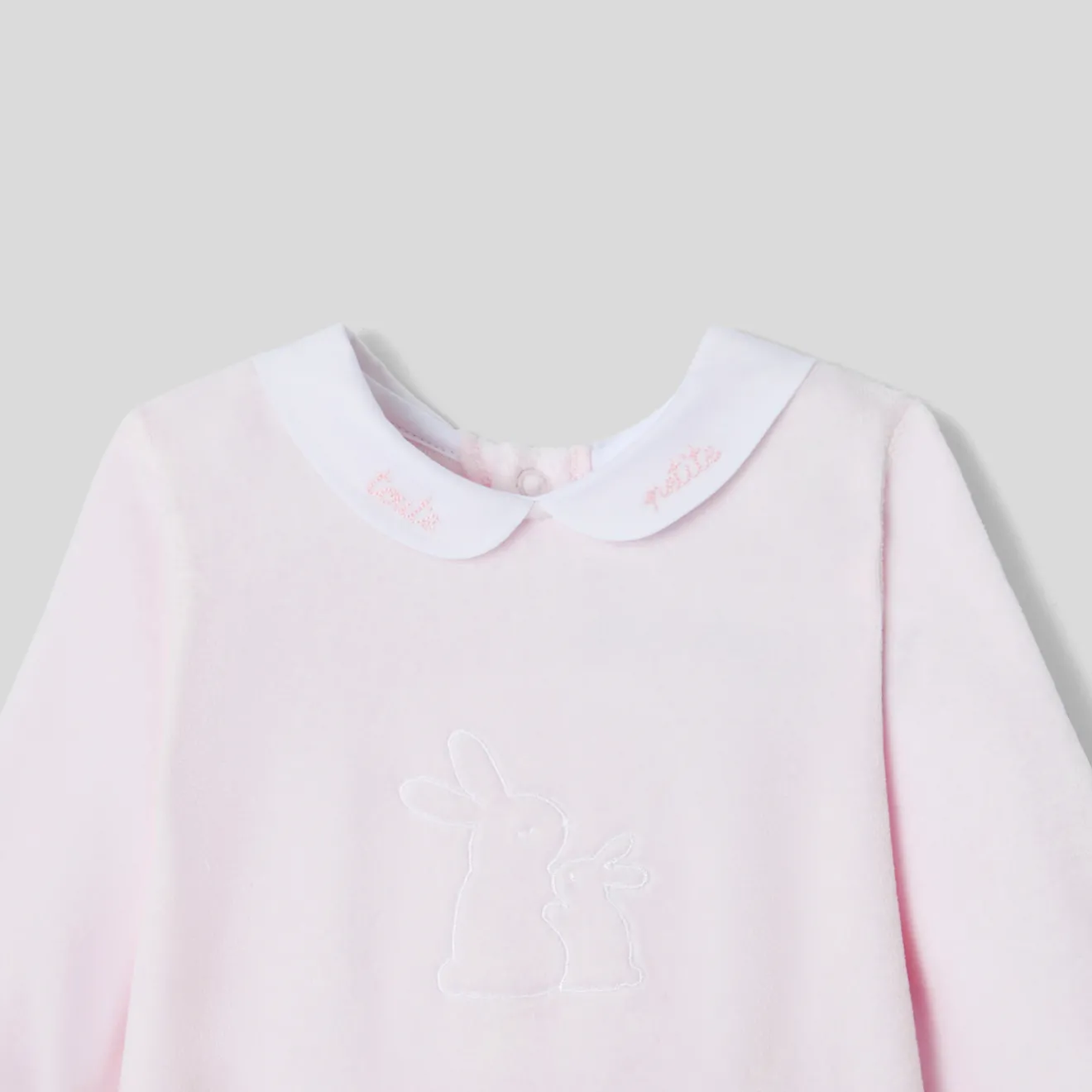 Jacadi Pajamas|Baby girl pajamas in velvet bouclette Jacadi pale Pink