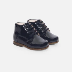 Jacadi Ankle & Lined Boots|Baby girl patent leather booties Jacadi Navy