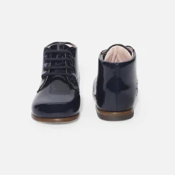 Jacadi Ankle & Lined Boots|Baby girl patent leather booties Jacadi Navy