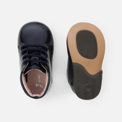 Jacadi Ankle & Lined Boots|Baby girl patent leather booties Jacadi Navy