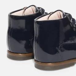 Jacadi Ankle & Lined Boots|Baby girl patent leather booties Jacadi Navy