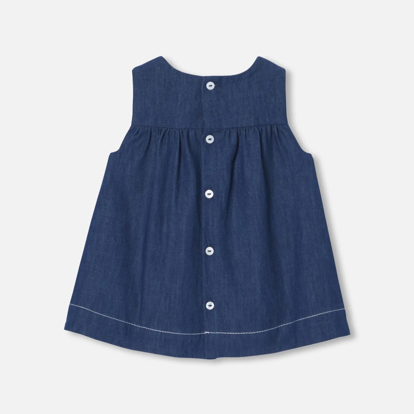 Jacadi Dresses|Baby girl pinafore dress in lightweight denim Dark Denim