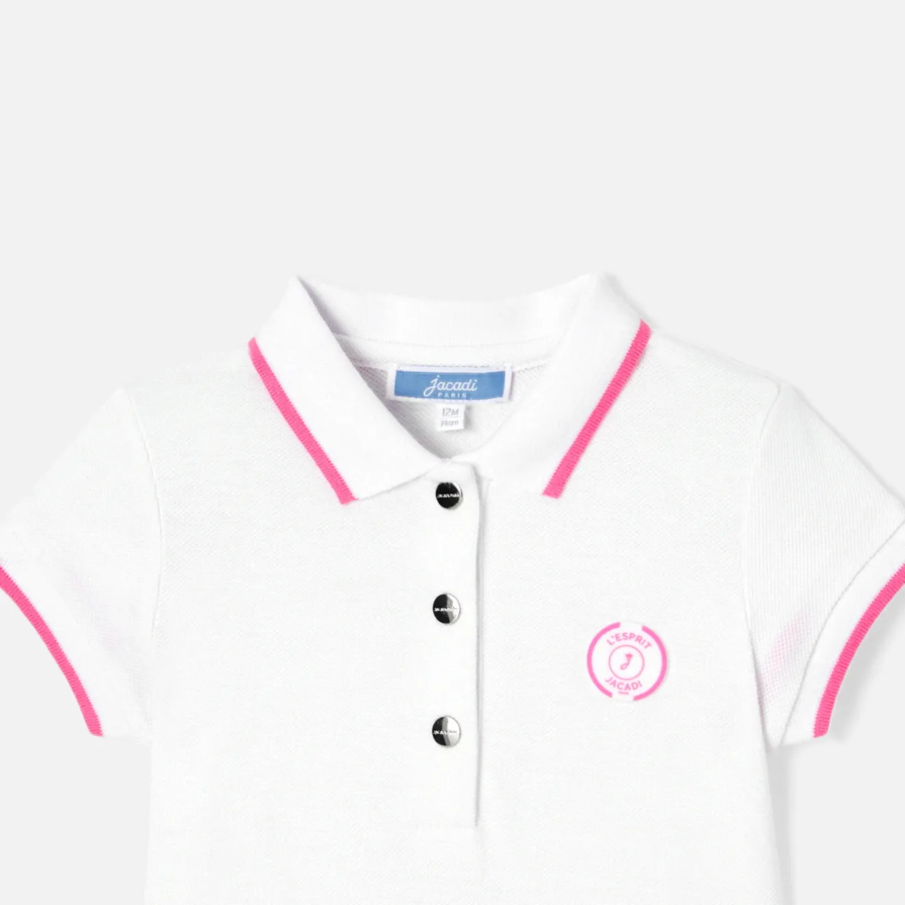 Jacadi Dresses|Baby girl polo dress White/Pink