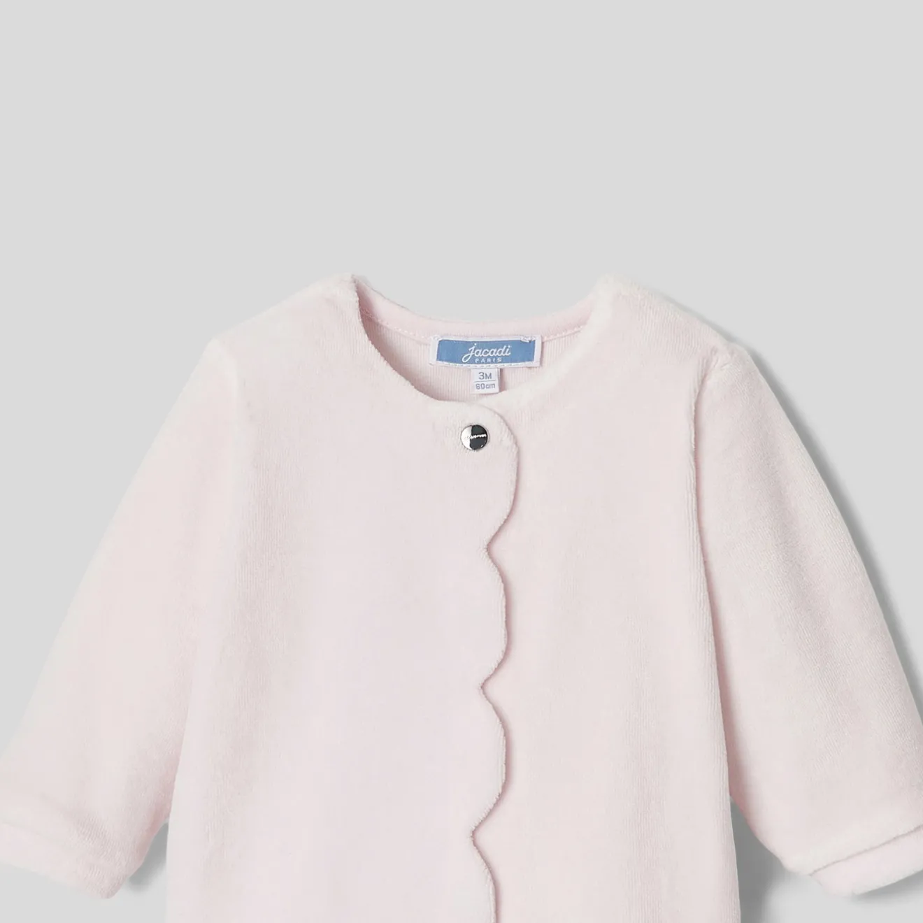 Jacadi Pajamas|Baby girl pyjamas in velvet bouclette Jacadi pale Pink