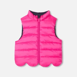 Jacadi Coats And Outerwear|Toddler Coats & Puffer Jackets|Baby girl reversible sleeveless padded jacket Pink/Multicolour