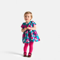 Jacadi Dresses|Baby girl satin dress Blue/Multicolour