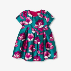 Jacadi Dresses|Baby girl satin dress Blue/Multicolour