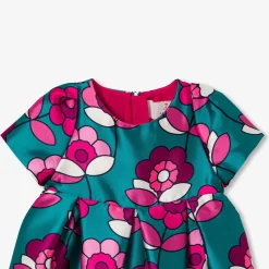 Jacadi Dresses|Baby girl satin dress Blue/Multicolour