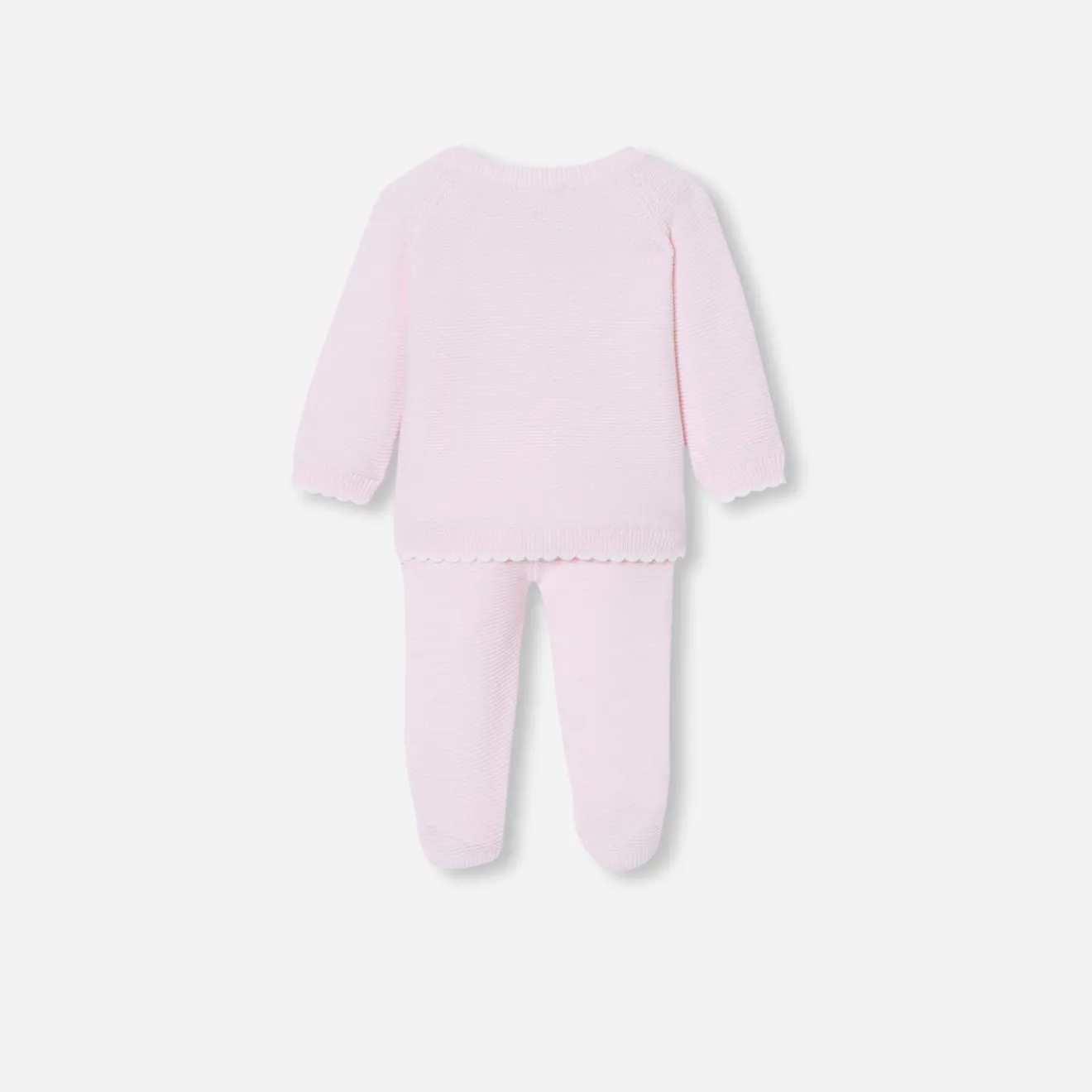Jacadi Bloomers, Overalls And Sets|Baby girl set in garter stitch Jacadi pale Pink