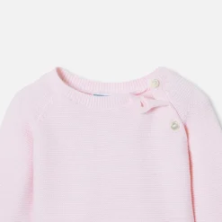 Jacadi Bloomers, Overalls And Sets|Baby girl set in garter stitch Jacadi pale Pink