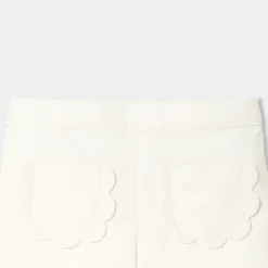 Jacadi Pants And Shorts|Baby girl shorts in milleraies velvet Jacadi soft white