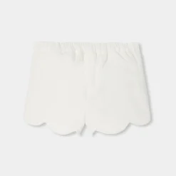 Jacadi Pants And Shorts|Baby girl shorts in velvet Jacadi soft white