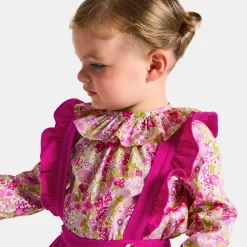 Jacadi Pants And Shorts|Baby girl shorts with straps Raspberry