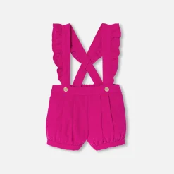 Jacadi Pants And Shorts|Baby girl shorts with straps Raspberry