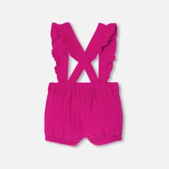Jacadi Pants And Shorts|Baby girl shorts with straps Raspberry